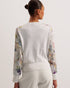 HAYLOU-Knitwear-It's all in the details: Cardigan Woven front and sleeves Floral print detail Cotton silk blend back Scallop knitted trims Ribbed hem Button fastenings Stephanie is 5'8.5" / 1.74m and wears White in a Ted size 1- Ted Baker Romania